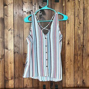 GIBSON- The Motherchic Isle Button-Down Tank  - Stripe Small